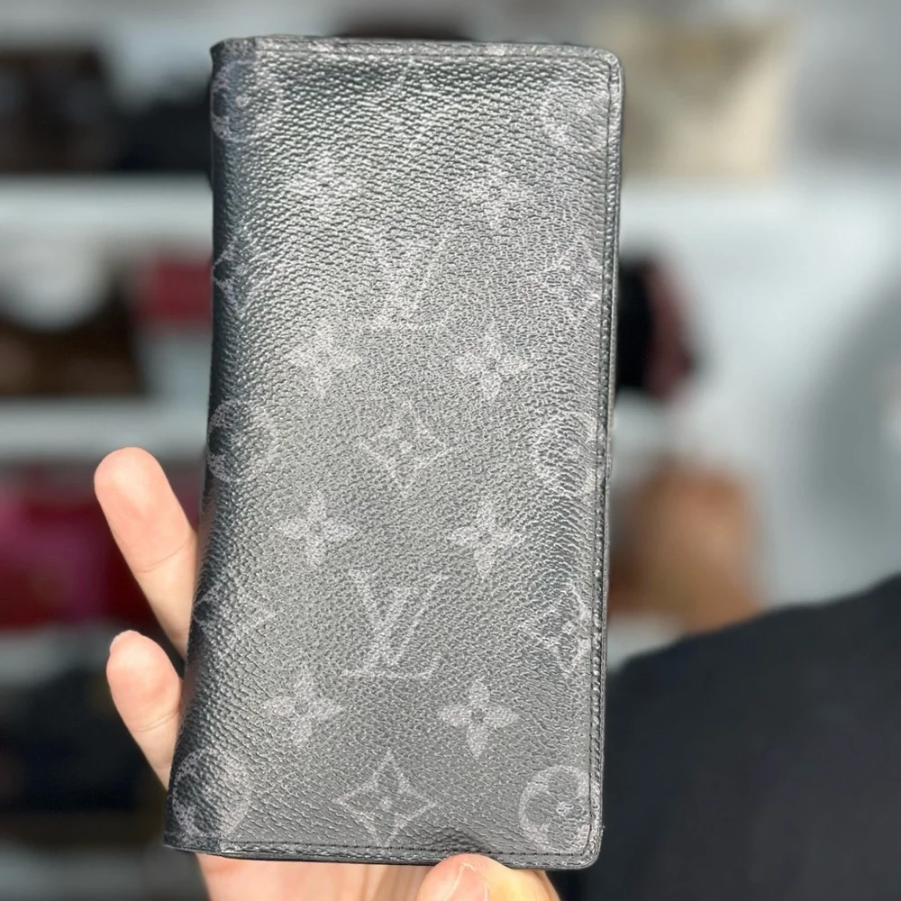 LV Black Monogram Long Wallet initials I.S.G